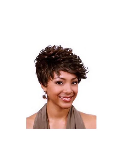 Shining Auburn Curly Cropped African American Wigs