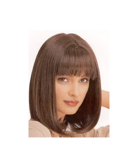 Suitable Brown Straight Shoulder Length Synthetic Wigs