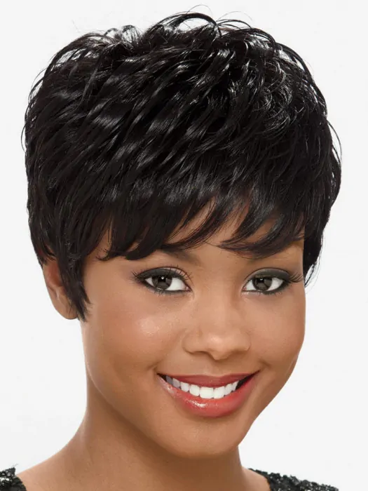 Unique Black Straight Short African American Wigs