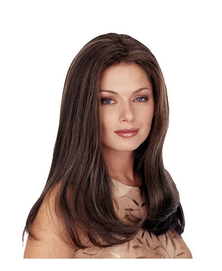 Radiant Brown Straight Long Monofilament Wigs