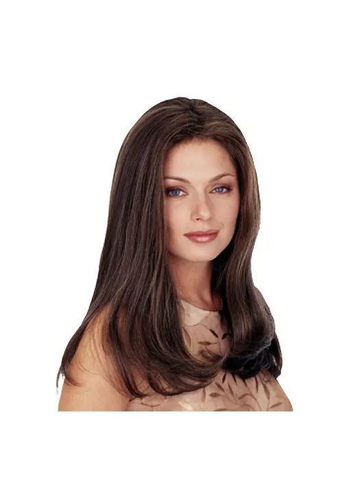 Radiant Brown Straight Long Monofilament Wigs