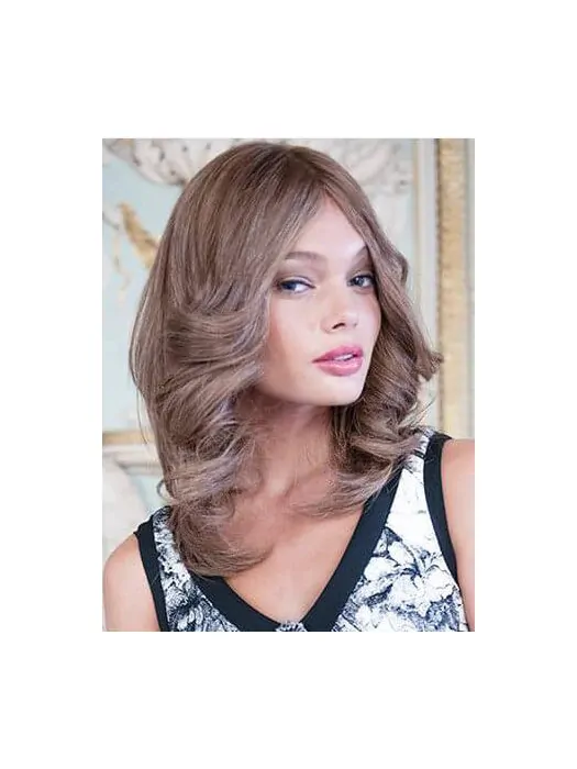 100 per Hand-tied Brown Layered 14 inch Medium Length Wigs