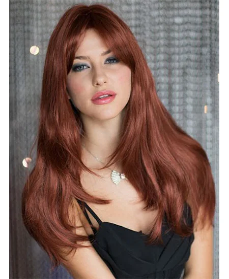 Incredible Auburn Straight Synthetic Long Wigs