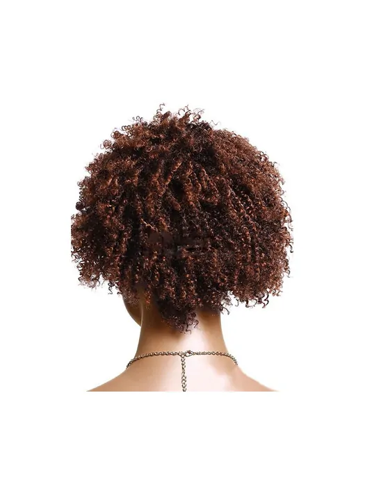 Light Brown Short Kinky Curly Bob Hairstyle Lace Front for Black Women
