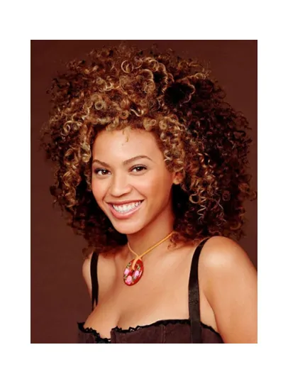 Beyonce Knowles Wild Curl-up Mid-length Layered Curly Lace Front Wig about 12  inches