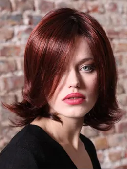 Red Wavy 12 inch Synthetic Without Bangs Fabulous Monofilament Wigs