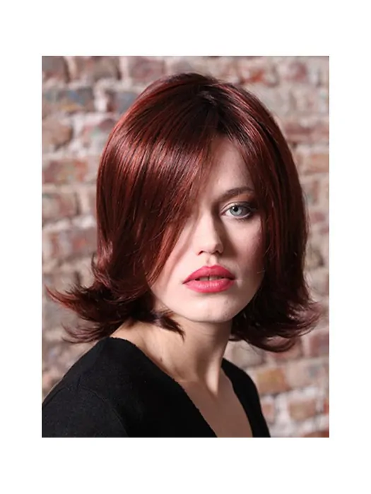 Red Wavy 12 inch Synthetic Without Bangs Fabulous Monofilament Wigs