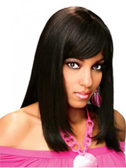 Exquisite Black Straight Shoulder Length Human Hair Wigs