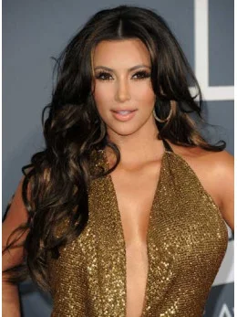 Shining Black Curly Long Kim Kardashian Wigs
