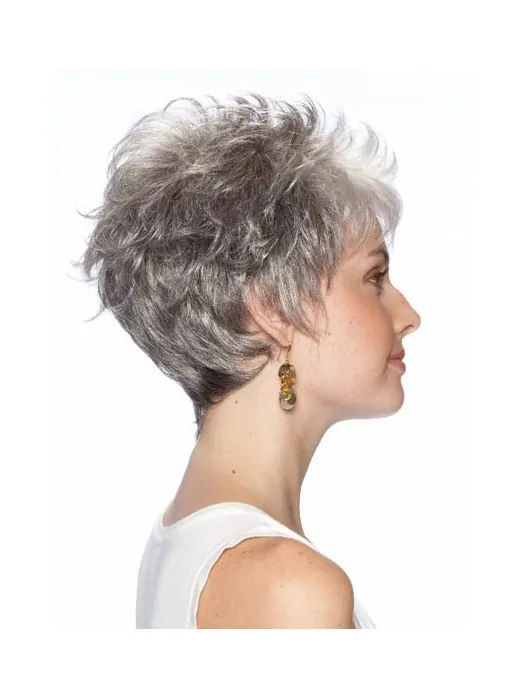 Fashion Wavy Cropped Synthetic Grey Wigs For Cancer