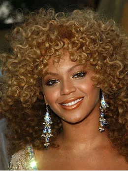 Natural Auburn Curly Shoulder Length Beyonce Wigs For Cancer