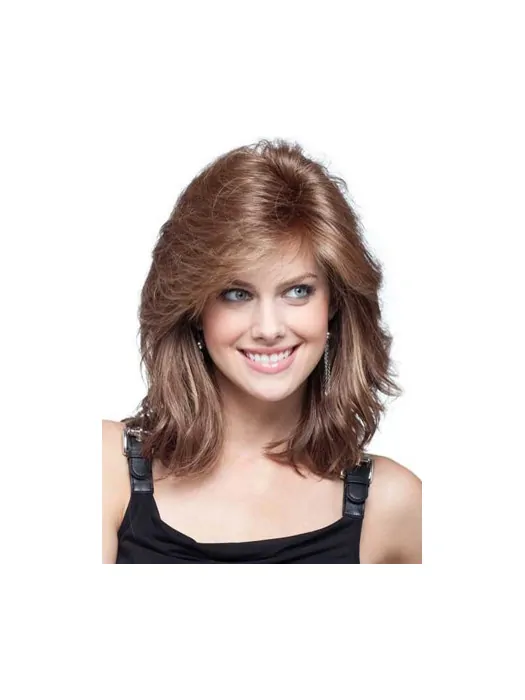 Wavy With Bangs Perfect Brown Capless Synthetic Wigs
