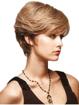 Blonde Monofilament Short Synthetic Wigs