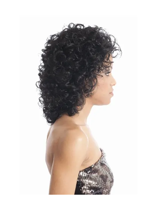 Tempting Black Curly Shoulder Length African American Wigs