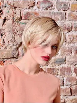 Platinum Blonde Straight 8 inch Synthetic Bobs Ladies Monofilament Wigs