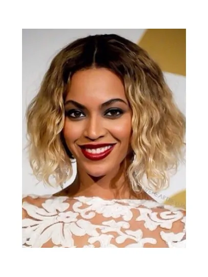 Beyonce Knowles Classic 100 per Human Hair Short Wavy Lace Wig about 12  inches