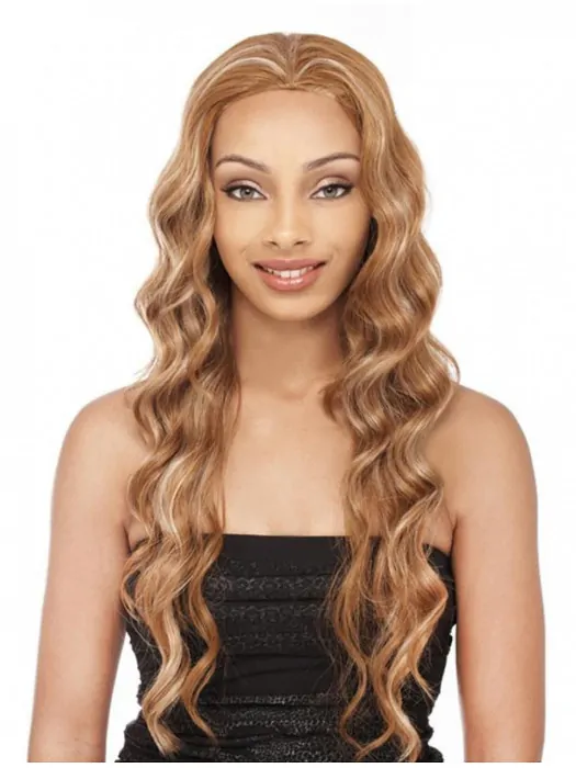 Polite Blonde Wavy Long Human Hair Wigs and Half Wigs
