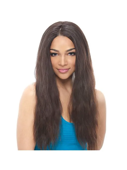 Refined Black Wavy Remy Human Hair Long Wigs