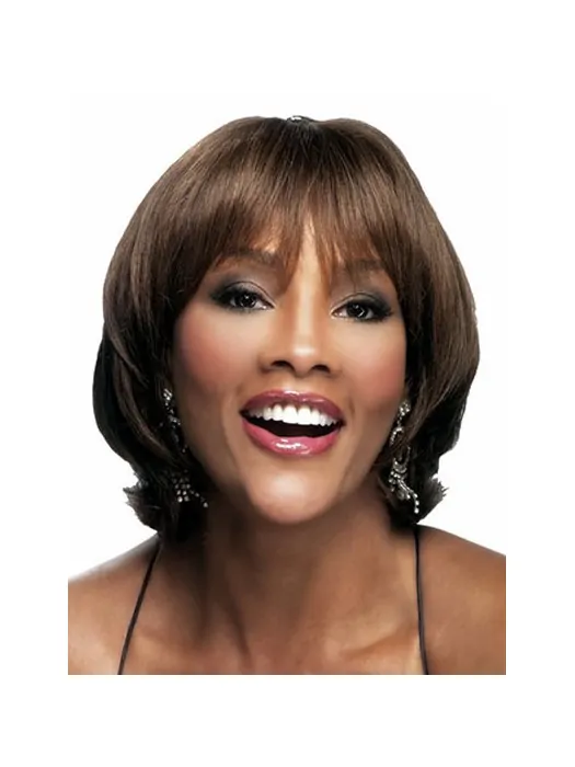 Durable Brown Wavy Chin Length African American Wigs