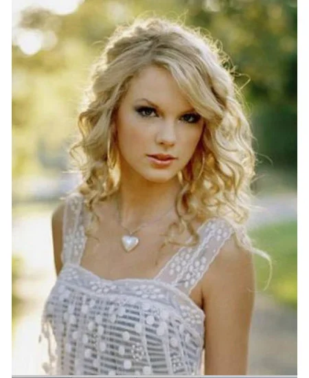 New Design Long Curly Blonde With Bangs Taylor Swift Inspired Wigs