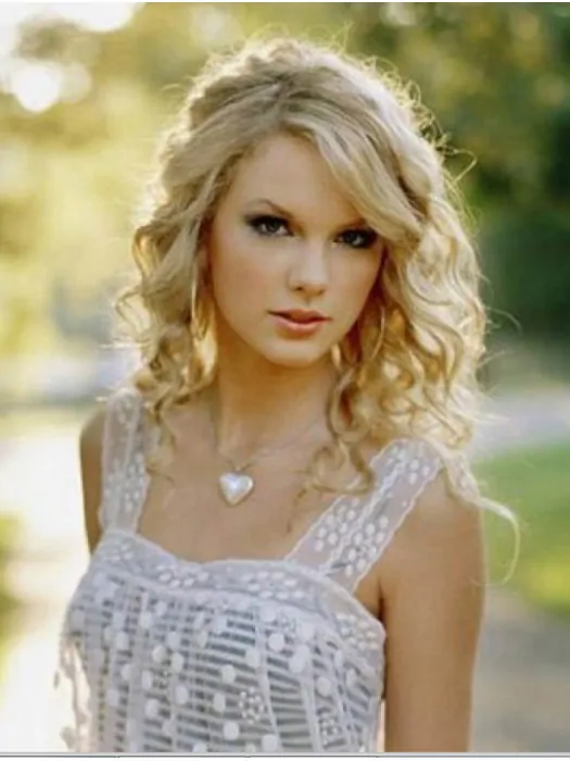 New Design Long Curly Blonde With Bangs Taylor Swift Inspired Wigs