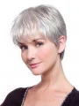 Comfortable Lace Front Short Synthetic Grey Wigs