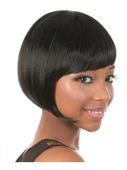 Faddish Black Straight Short African American Wigs