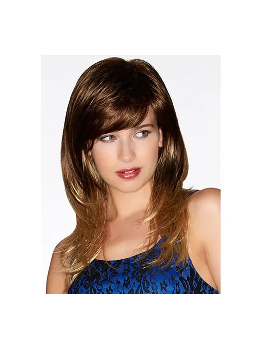 16 inch Straight Ombre/2 tone With Bangs Long Wigs