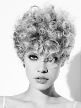 Young Fashion Grey Curly Short Capless Synthetic Wigs