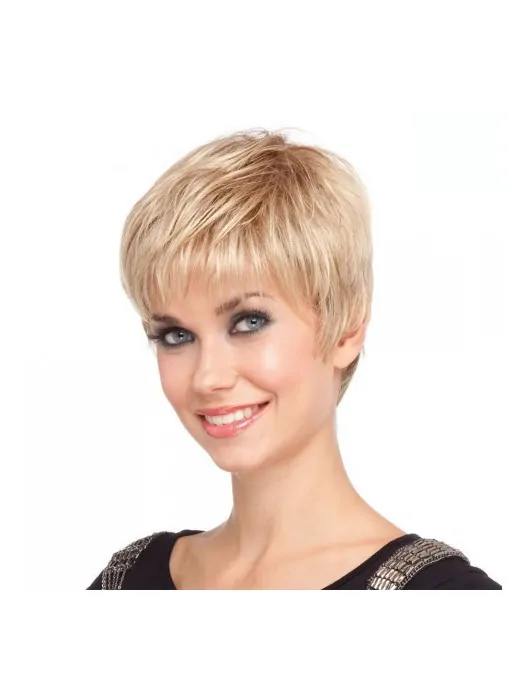 Blonde Straight Synthetic Impressive Short Wigs