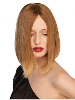 Sleek Blonde Straight Chin Length Lace Front Wigs