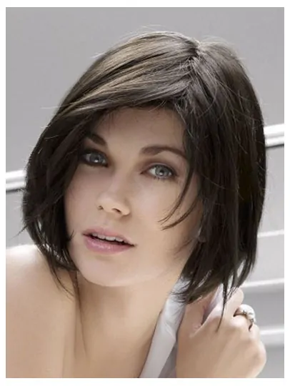 Easeful Black Lace Front Chin Length Celebrity Wigs