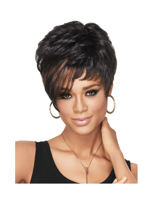 Radiant Black Wavy Cropped African American Wigs