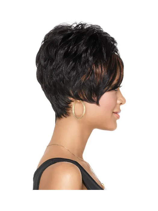 Radiant Black Wavy Cropped African American Wigs