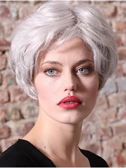 Synthetic 8 inch Straight Short Grey Women Classic Wig