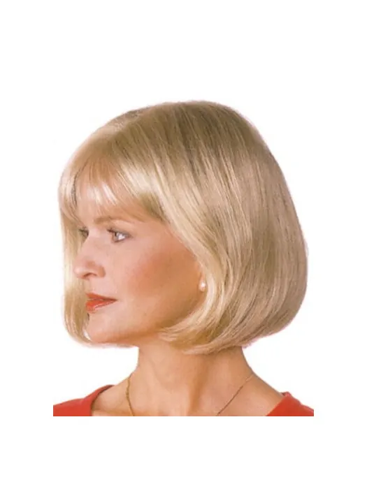 Mature Blonde Monofilament Chin Length Bob Wigs