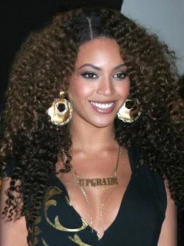 Beyonce Knowles Synthetic Natural and Cool Long Kinky Curly Lace Front Wig 22  inches