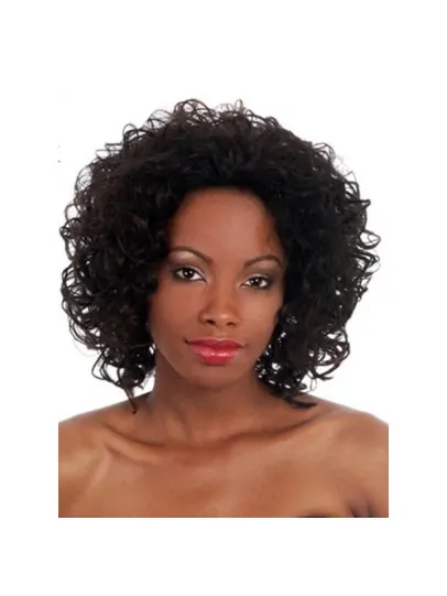 Black Curly Synthetic Convenient Medium Wigs