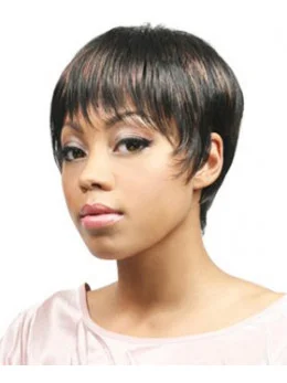 Designed Brown Straight Cropped African American Wigs