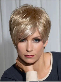 Polite Blonde Straight Cropped Synthetic Wigs