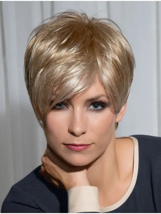 Polite Blonde Straight Cropped Synthetic Wigs