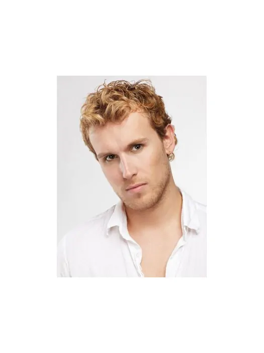Cool Blonde Curly Short Men Wigs