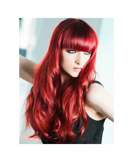 Light Red With Bangs Capless Human Wigs