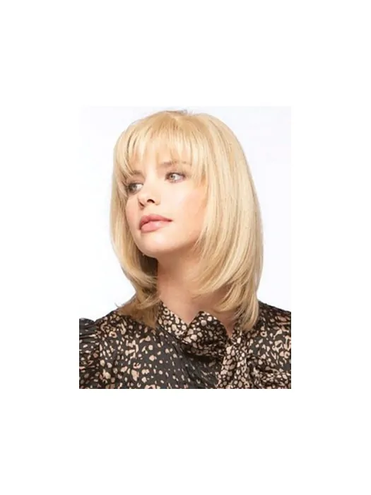 Blonde Monofilament Remy Human Hair Graceful Medium Wigs