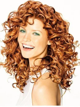 High Quality Shoulder Length Curly Lace Front Copper Wigs 16  inch
