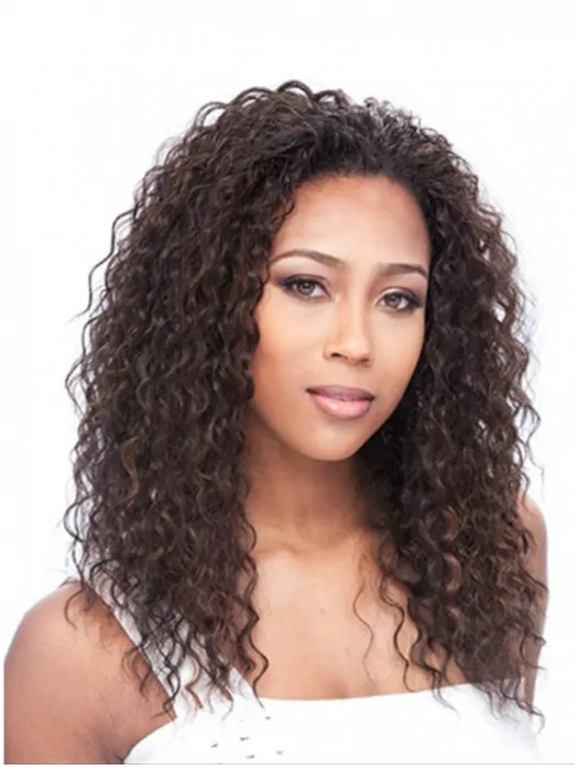Mature Brown Curly Long Human Hair Wigs and Half Wigs