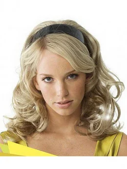 Soft Blonde Wavy Long Human Hair Wigs and Half Wigs