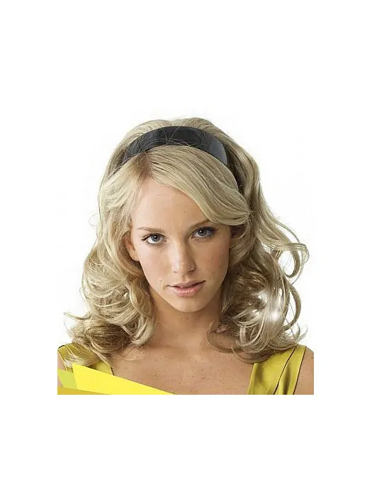 Soft Blonde Wavy Long Human Hair Wigs and Half Wigs
