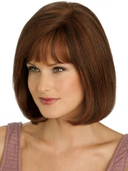 Shining Monofilament Straight Chin Length Full Lace Wigs For Cancer
