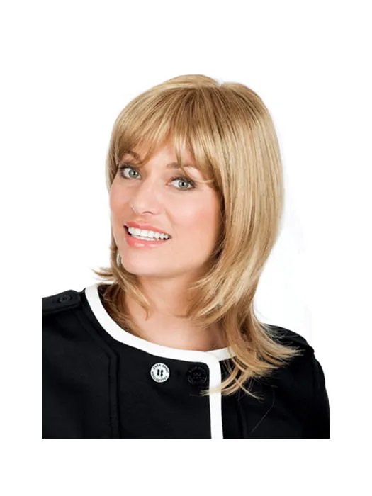 Popular Blonde Wavy Shoulder Length Remy Human Lace Wigs
